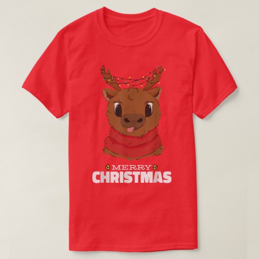 Dierenrendierrender voor prettige kerst t-shirt (Design voorkant)