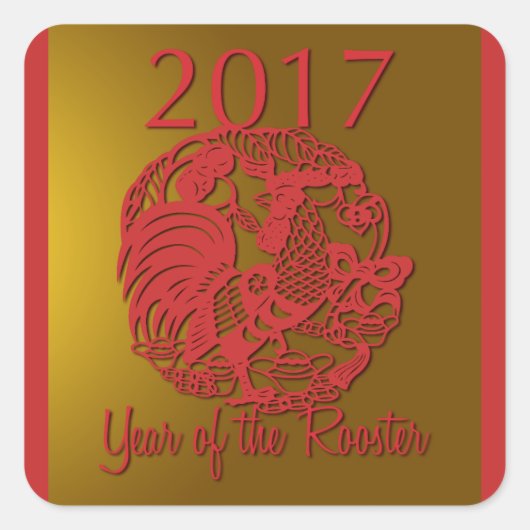  dierenriem 2017 Het jaar van de haan S Vierkante Sticker (Voorkant)