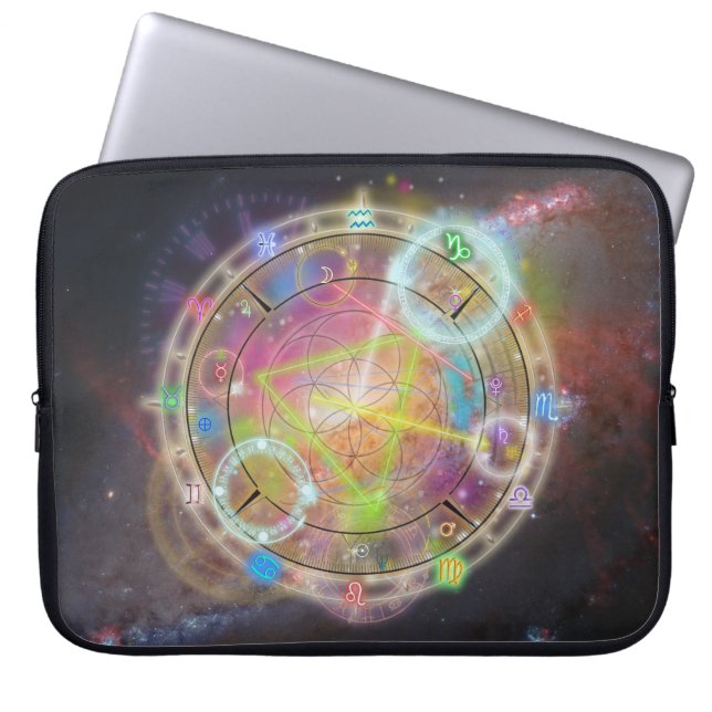 Dierenriem astrologie geboortekaart laptop sleeve (Voorkant)