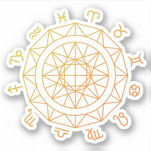Dierenriem Astrologische Wiel Sticker (Voorkant)