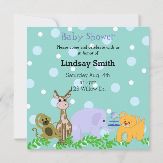 Dierenriem Baby Shower Uitnodiging (Voorkant)