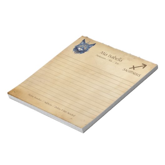 Dierenriem Boogschutter & hemelkat Notitieblok (Linkerzijde)