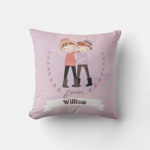 Dierenriem Gemini Boy Voeg een naam Sierkussen