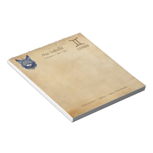 Dierenriem Gemini & Hemelse Kat - Notitieblok (Schuin)