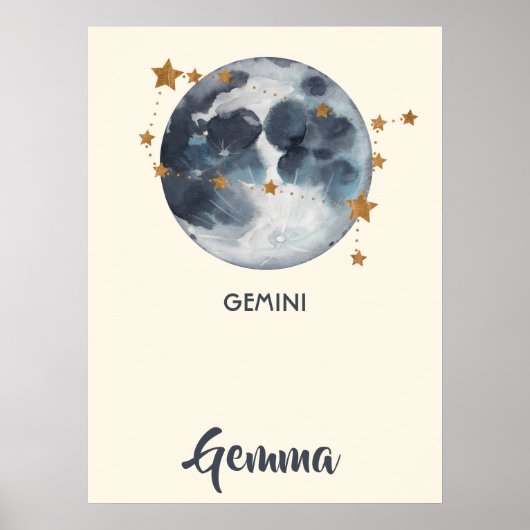 Dierenriem Hemel Tweeling Babykamer Muur Kunst Poster (Voorkant)