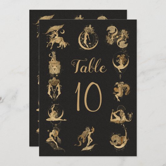 Dierenriem Horoscoop Tekens Tafel Nummer Kaart (Voorkant / Achterkant)