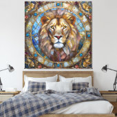 Dierenriem - Leeuw de Leeuw Canvas Afdruk (Insitu (Slaapkamer))