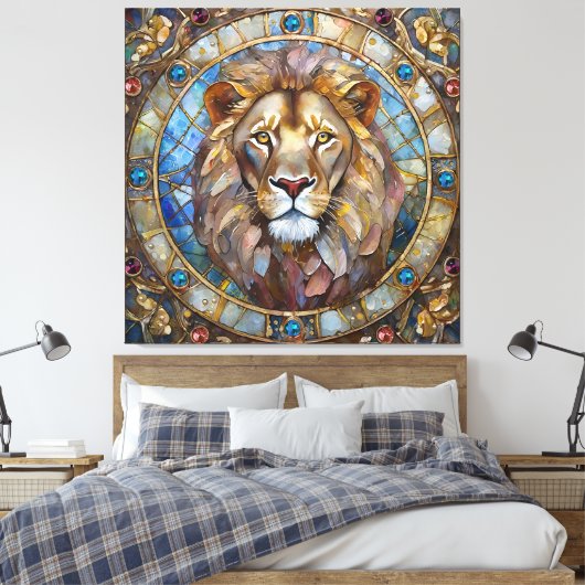 Dierenriem - Leeuw de Leeuw Canvas Afdruk (Insitu (Slaapkamer))