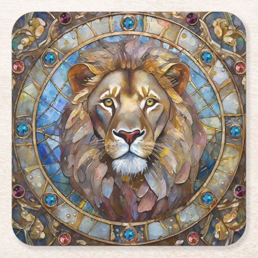 Dierenriem - Leeuw de Leeuw Kartonnen Onderzetters (Voorkant)