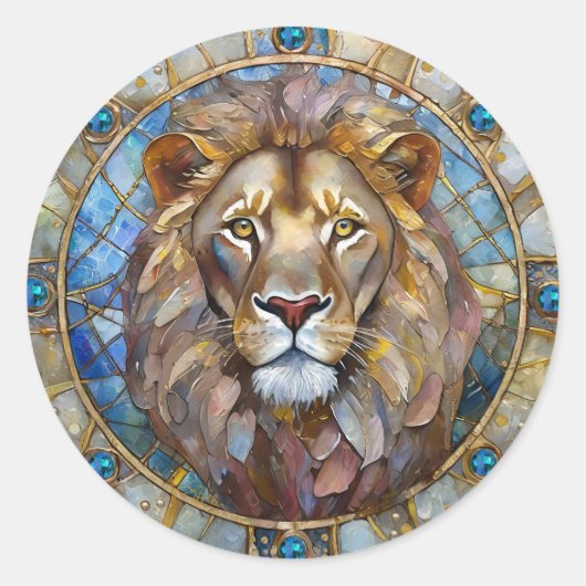 Dierenriem - Leeuw de Leeuw Ronde Sticker (Voorkant)