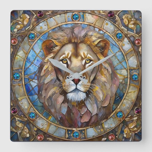 Dierenriem - Leeuw de Leeuw Vierkante Klok (Voorkant)