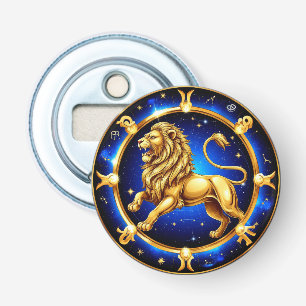 Dierenriem Leeuw Embleem Button Flesopener
