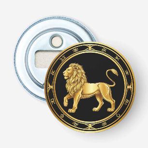 Dierenriem Leeuw Embleem Button Flesopener