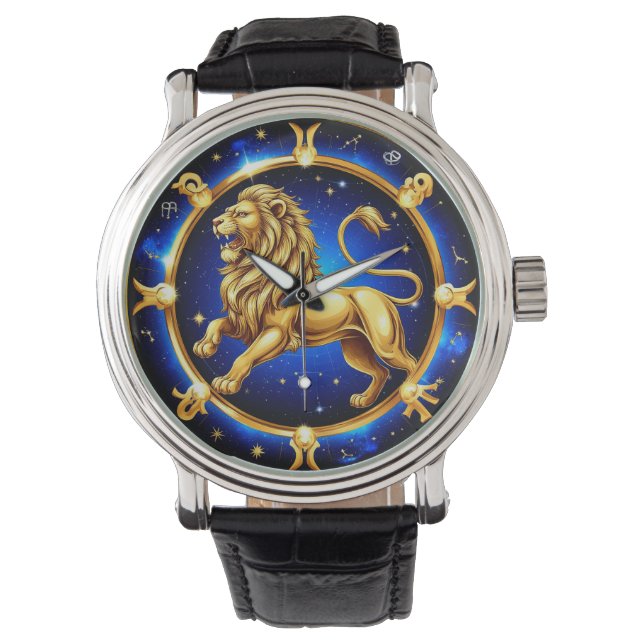 Dierenriem Leeuw Embleem Horloge (Voorkant)
