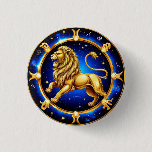 Dierenriem Leeuw Embleem Ronde Button 3,2 Cm