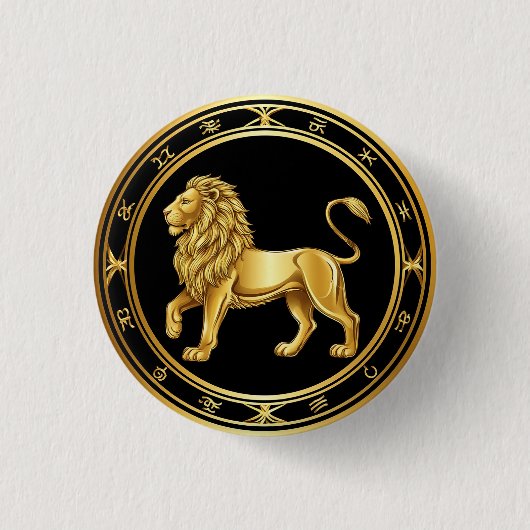 Dierenriem Leeuw Embleem Ronde Button 3,2 Cm (Voorkant)