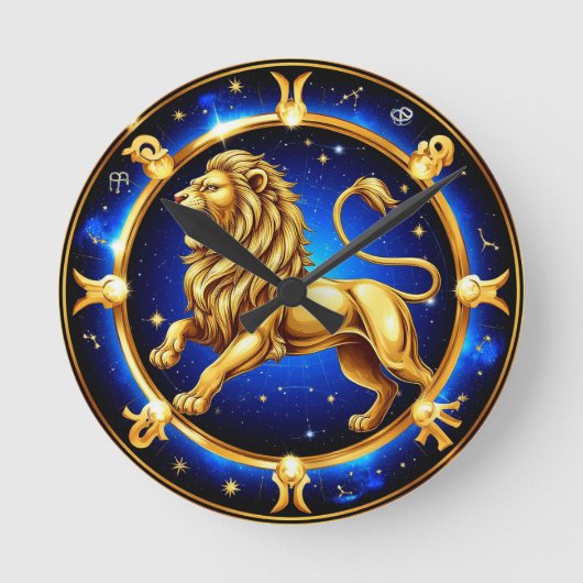 Dierenriem Leeuw Embleem Ronde Klok (Voorkant)