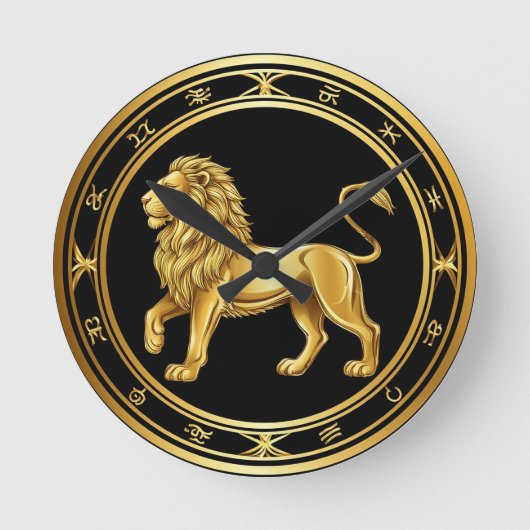 Dierenriem Leeuw Embleem Ronde Klok (Voorkant)