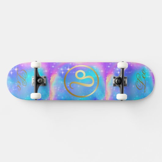 Dierenriem Leo Gold op kleurrijke achtergrond | Persoonlijk Skateboard (Horizontaal)