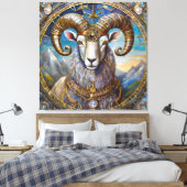 Dierenriem - Ram Aries Canvas Afdruk (Insitu (Slaapkamer))