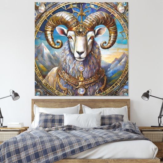 Dierenriem - Ram Aries Canvas Afdruk (Insitu (Slaapkamer))