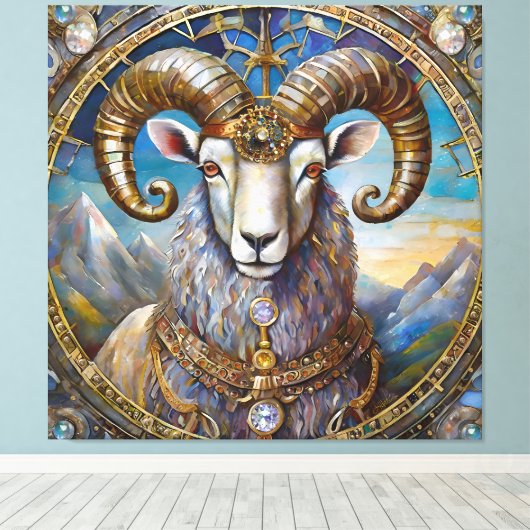 Dierenriem - Ram Aries Canvas Afdruk (Insitu (Houten vloer))
