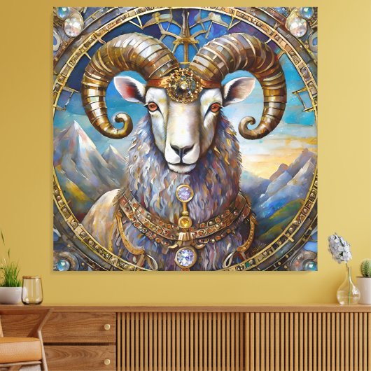 Dierenriem - Ram Aries Canvas Afdruk (Insitu (Woonkamer))