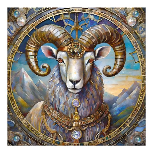 Dierenriem - Ram Aries Foto Afdruk (Voorkant)