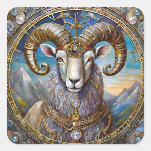 Dierenriem - Ram Aries Vierkante Sticker (Voorkant)