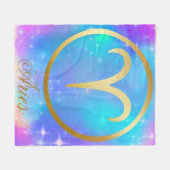 Dierenriem Ram Goud op Kleurrijke Achtergrond | Fleece Deken (Voorkant (Horizontaal))