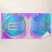 Dierenriem Schorpioen Goud op Kleurrijke Achtergro Strandlaken (Voorkant)