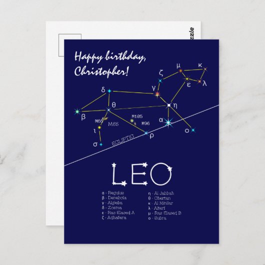 Dierenriem Sterrenbeeld Leeuw Briefkaart (Voorkant / Achterkant)