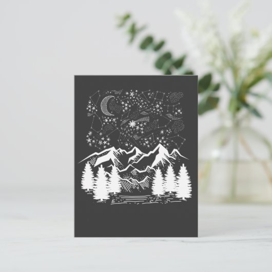 Dierenriem Sterrenbeeld Nacht Sterren Bergen Briefkaart (Staand voorkant)