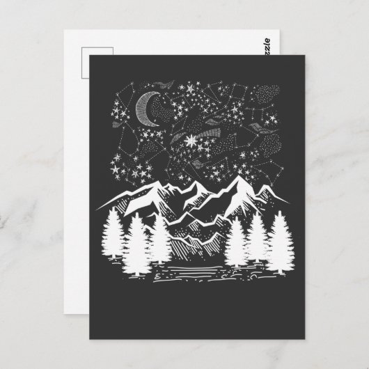 Dierenriem Sterrenbeeld Nacht Sterren Bergen Briefkaart (Voorkant / Achterkant)