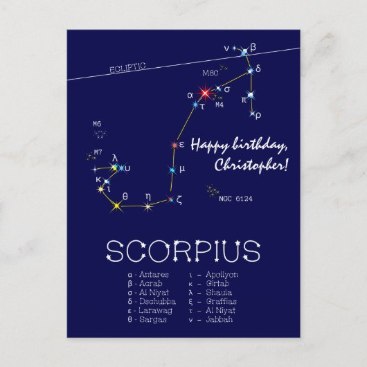 Dierenriem sterrenbeeld Schorpioen Briefkaart (Voorkant)