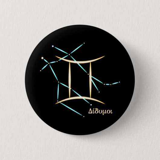 Dierenriem sterrenbeeld Tweelingen knop Ronde Button 5,7 Cm (Voorkant)