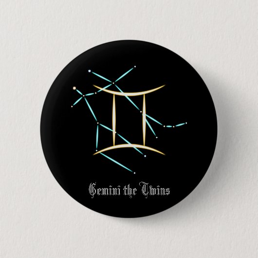 Dierenriem sterrenbeeld Tweelingen knop Ronde Button 5,7 Cm (Voorkant)