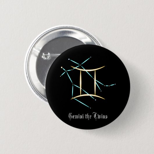 Dierenriem sterrenbeeld Tweelingen knop Ronde Button 5,7 Cm (Voorkant /achterkant)