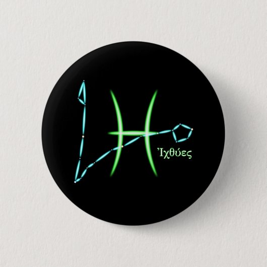 Dierenriem sterrenbeeld Vissen Knop Ronde Button 5,7 Cm (Voorkant)