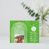 Dierenriem Stier Aangepaste Verjaardagsfoto Astrol Briefkaart (Staand voorkant)