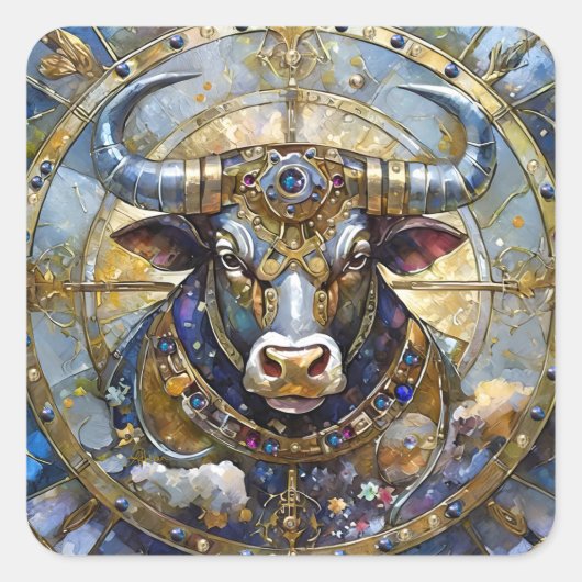Dierenriem - Stier De Stier Vierkante Sticker (Voorkant)
