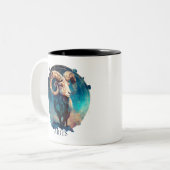 Dierenriem Symbool Ram Hemelse Fantasie Ram Ram Tweekleurige Koffiemok (Voorkant links)