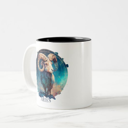Dierenriem Symbool Ram Hemelse Fantasie Ram Ram Tweekleurige Koffiemok (Voorkant links)