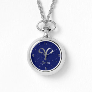 Dierenriem Symbool voor Ram op Deep Midnight Blue Horloge
