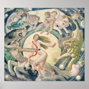 Dierenriem Tekenen  Hemelse Kaart Poster