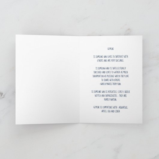 Dierenriem : Tweelingen Kaart (Binnen)