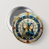 Dierenriem - Tweelingen Ronde Button 7,6 Cm (Voorkant /achterkant)