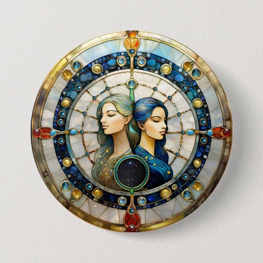 Dierenriem - Tweelingen Ronde Button 7,6 Cm (Voorkant)