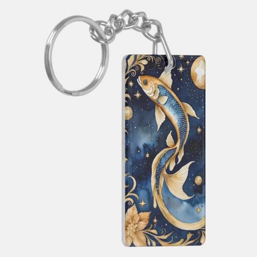 Dierenriem Vissen waterverf Ontwerp Sleutelhanger (Voorkant Links)