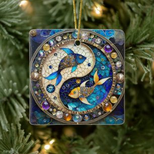 Dierenriem - Vissen Yin en Yang Keramisch Ornament